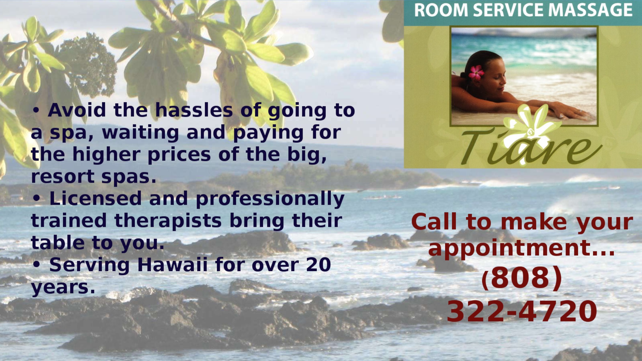 TIARE ROOM SERVICE MASSAGE business image